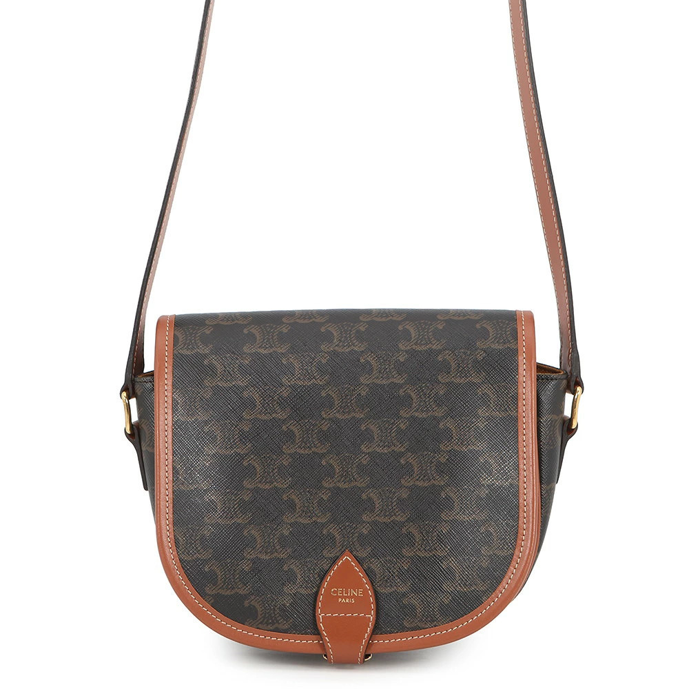 Celine Shoulder Bag Folco Triomphe Calf Leather